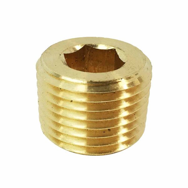 Interstate Pneumatics Brass Hex Headless Plug 1/2 Inch NPT Male FPP82B - main